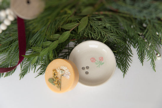 Wildflower Soap and Ceramic Soap Dish Gift Set