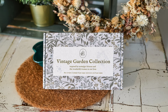 Vintage Garden Collection Box with Pressed Flower Soaps