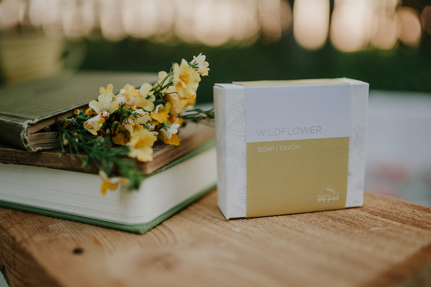 all natural soap in box with wildflowers 