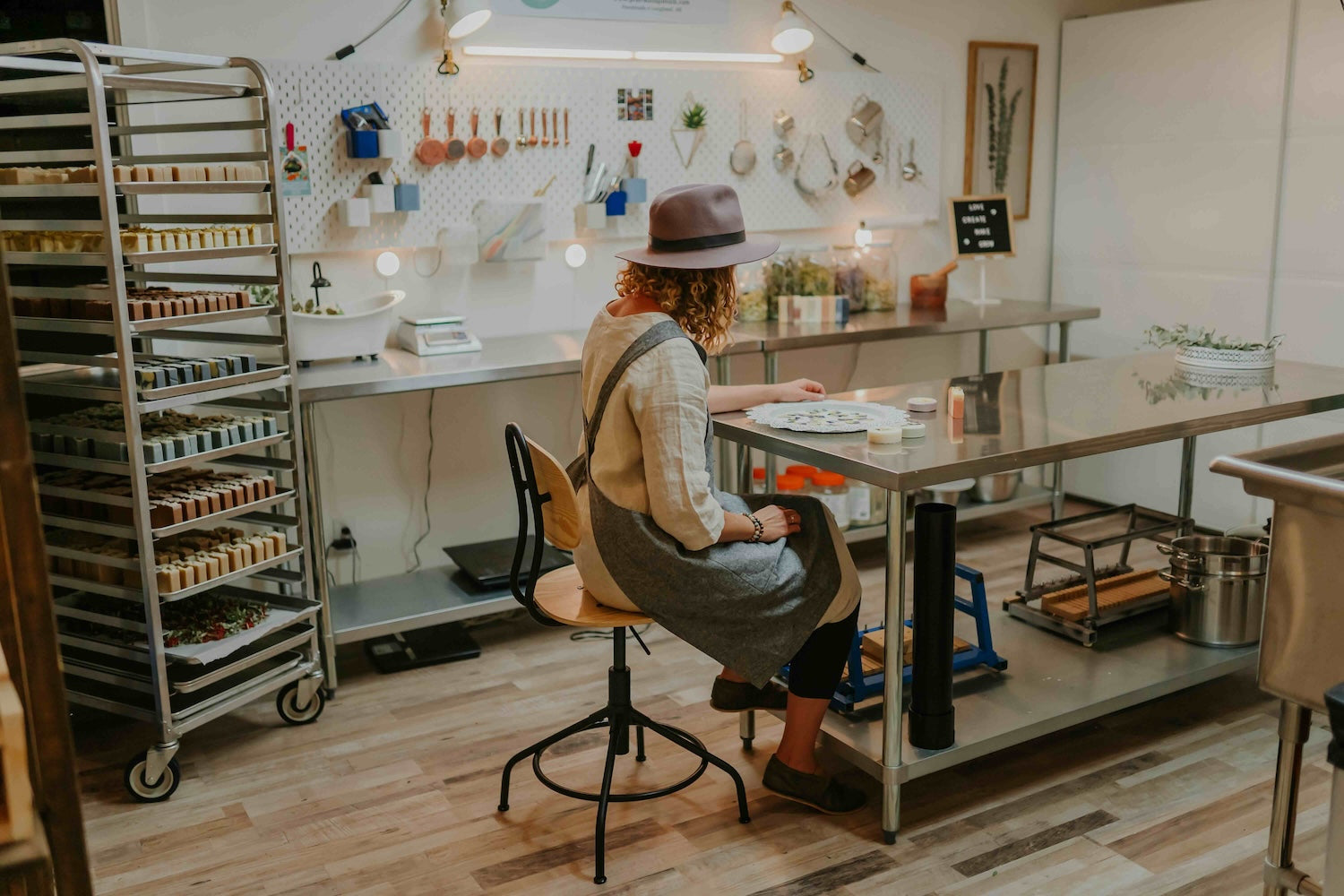 woman working in soap studio