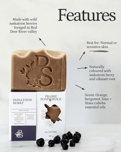Saskatoon Berry Soap with Orange, Lime and Bergamot