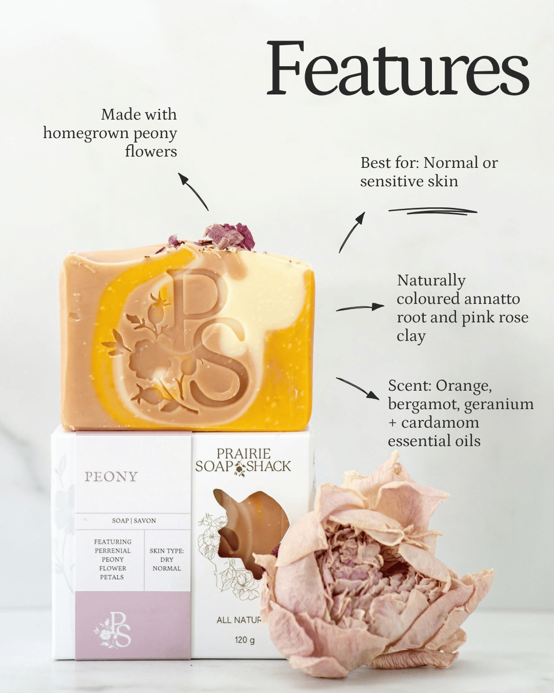 Peony Soap with Geranium, Bergamot &amp; Orange