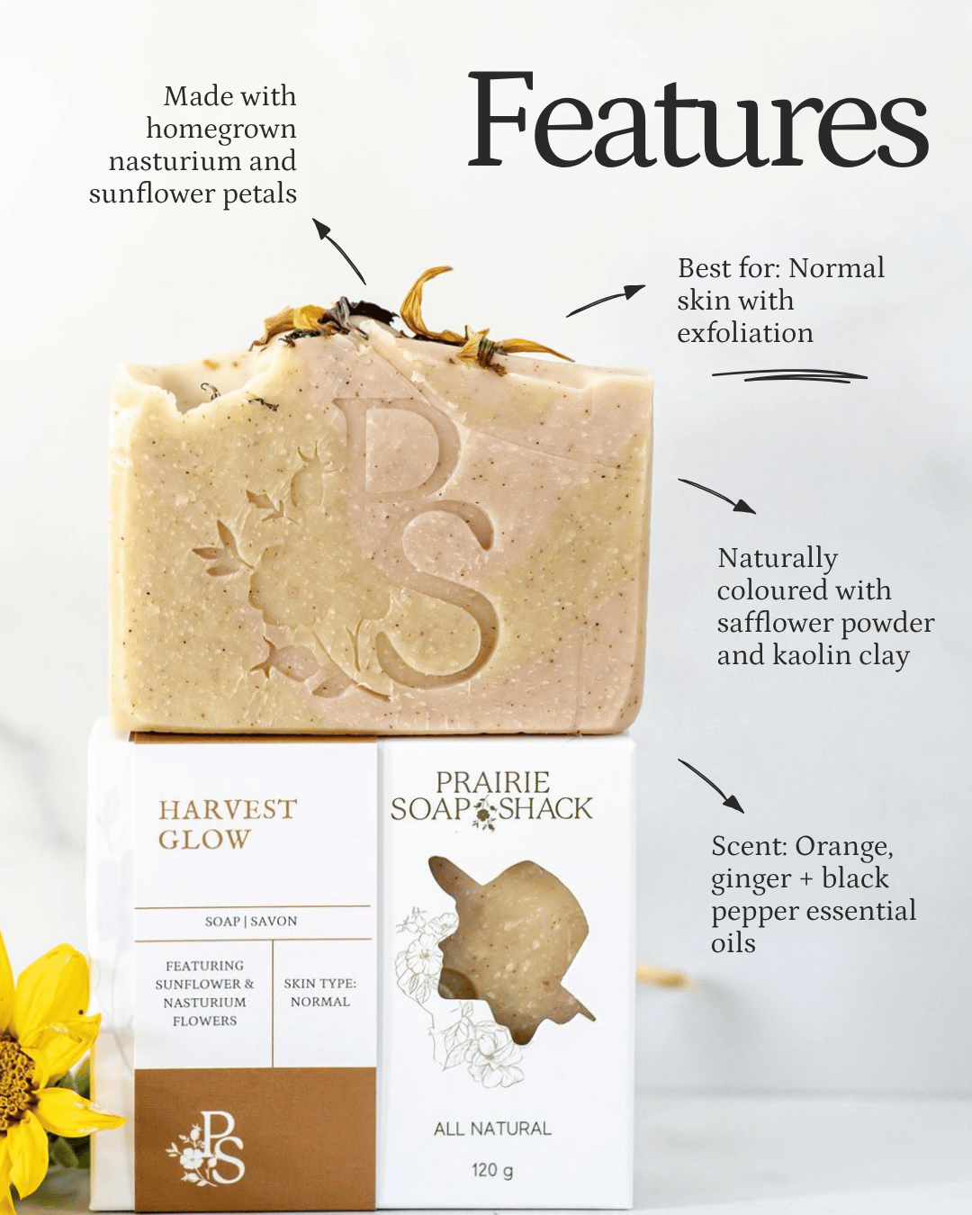 Harvest Glow Soap with Sunflower + Ginger