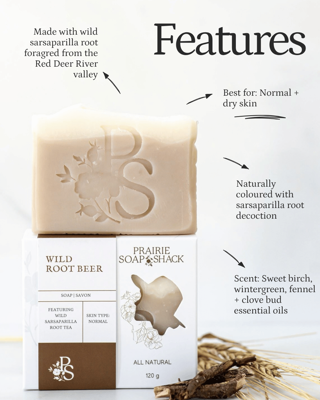 Wild Root Beer Soap with Wild Sarsaparilla Root Tea