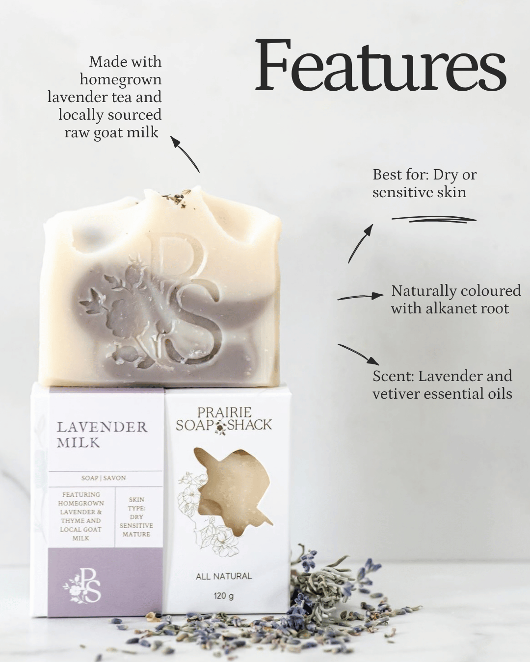 Lavender Milk Soap with Goat Milk with Vetiver and Thyme