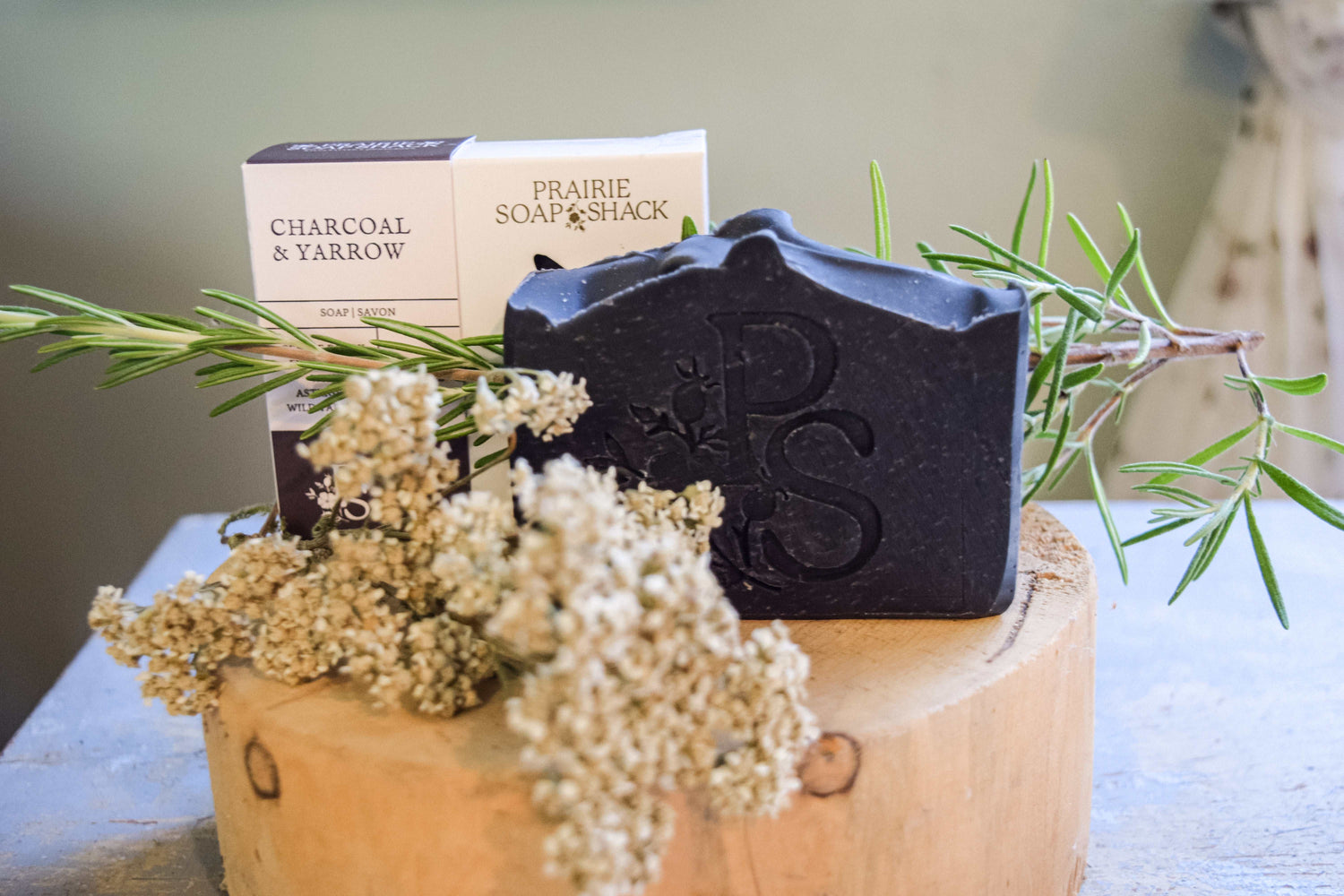 Charcoal & Yarrow Soap with Basil, Rosemary and Tea Tree