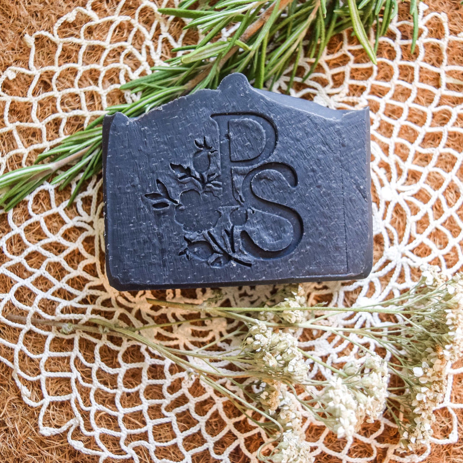 Charcoal & Yarrow Soap with Basil, Rosemary and Tea Tree