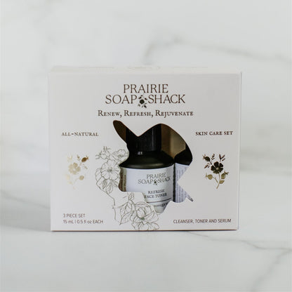 Mini Skincare Trio – Cleanser, Toner &amp; Serum
