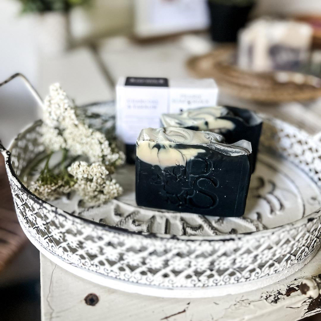 Charcoal &amp; Yarrow Soap with Lemongrass, Rosemary and Tea Tree