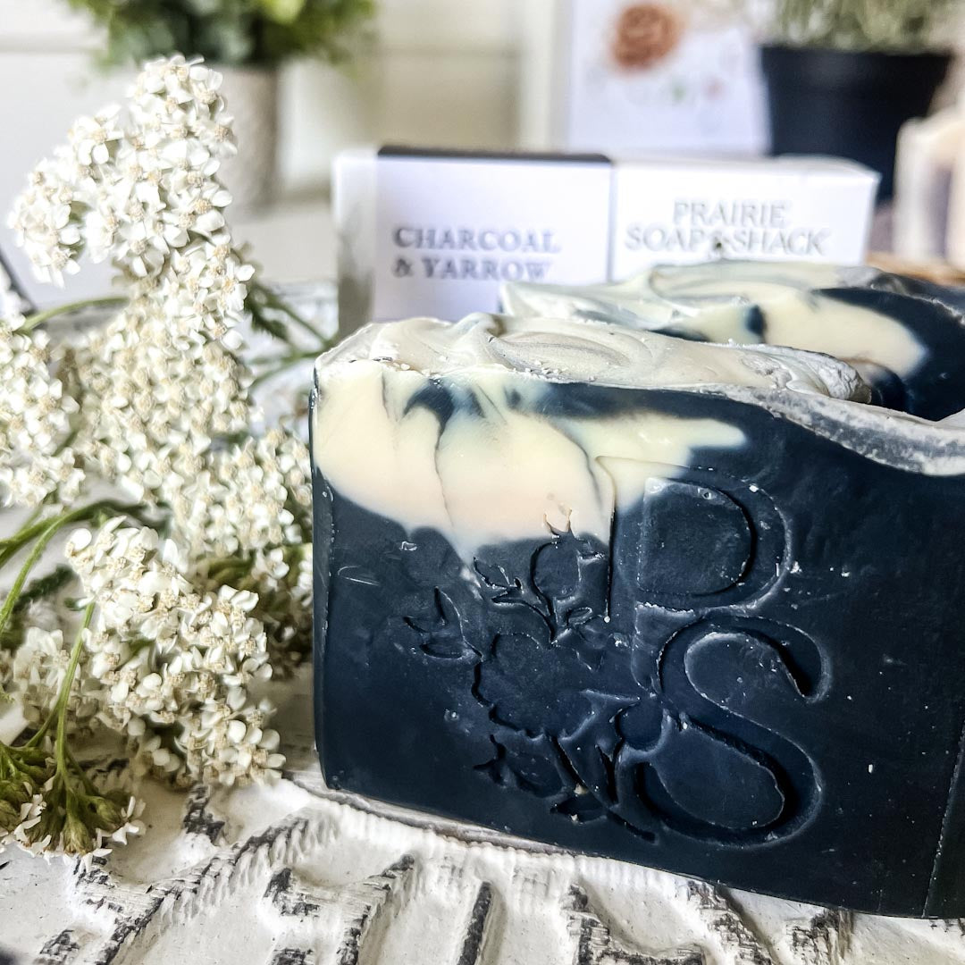 Charcoal &amp; Yarrow Soap with Lemongrass, Rosemary and Tea Tree