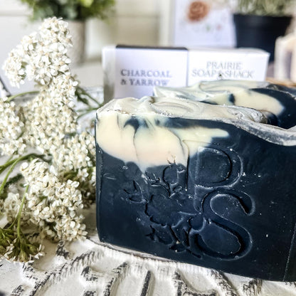 Charcoal &amp; Yarrow Soap with Lemongrass, Rosemary and Tea Tree