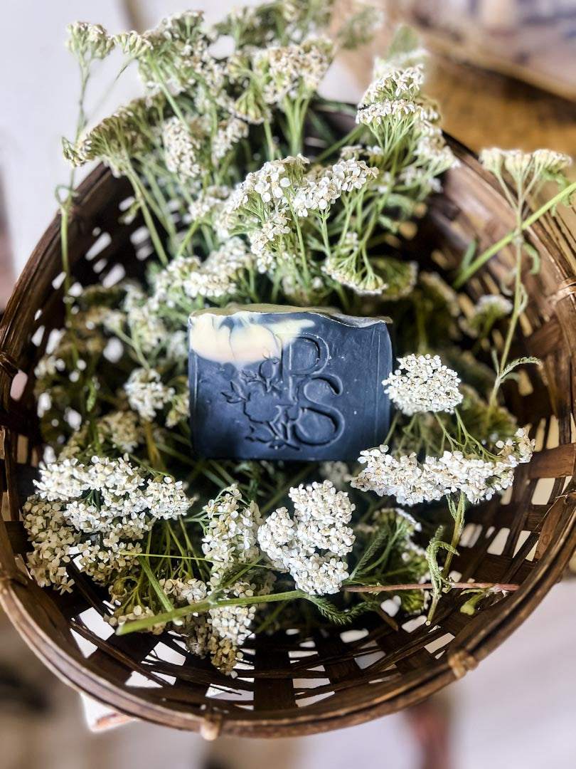 Charcoal &amp; Yarrow Soap with Lemongrass, Rosemary and Tea Tree