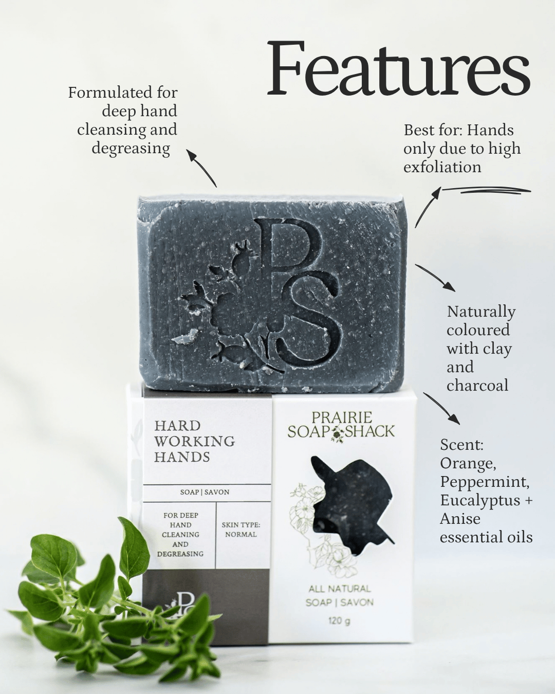 Hard Working Hands Soap with Pumice, Clay &amp; Essential Oils
