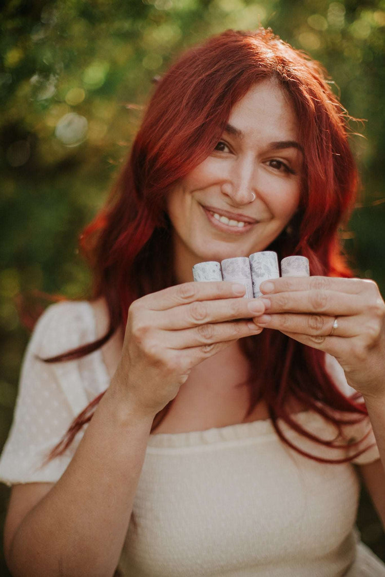 Lip Balm Four-Pack with Rose Hip, Raspberry Vanilla, Peony + Wild Mint